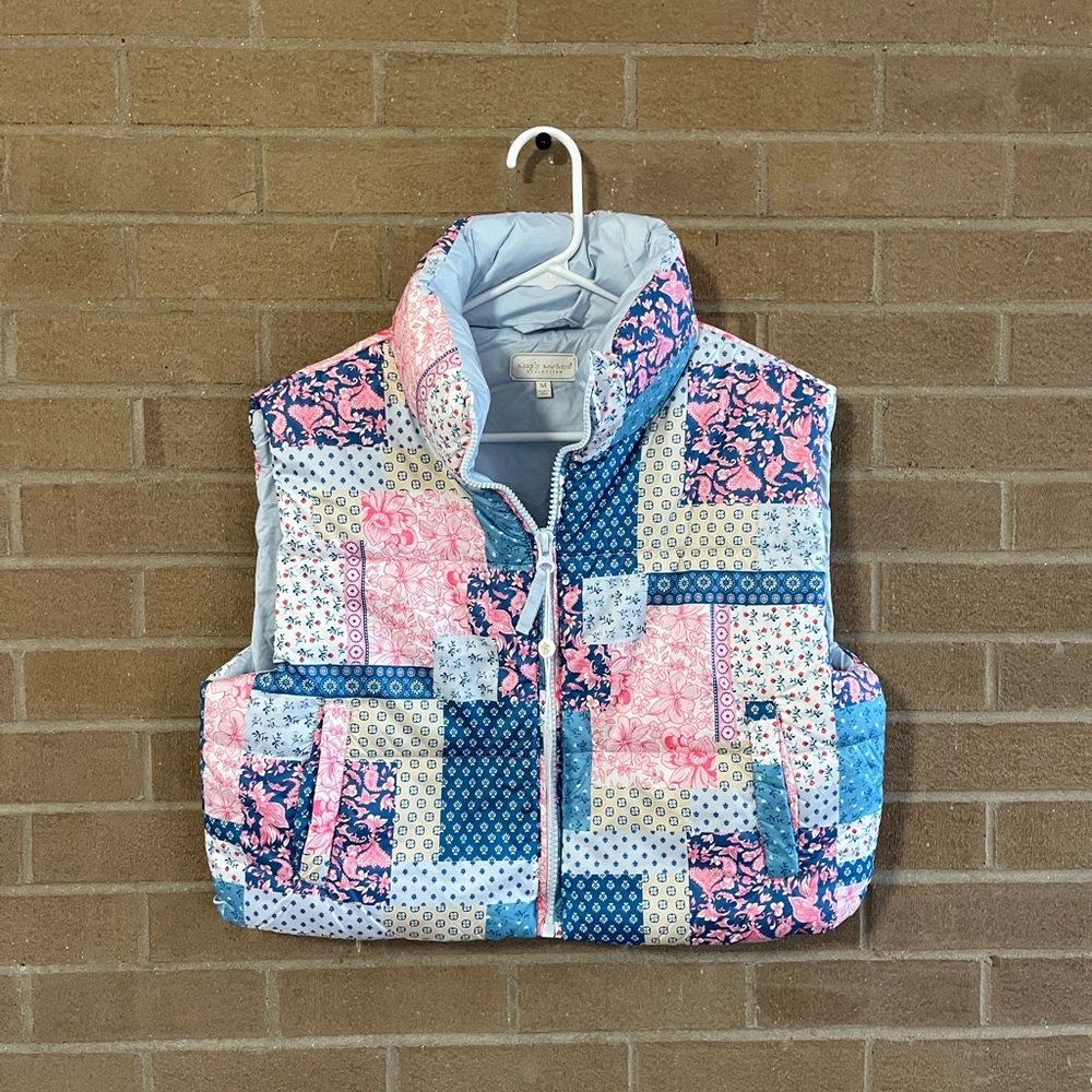 Simply Southern Patchwork Vest - Blue, Pink, White - Picture 2 of 5